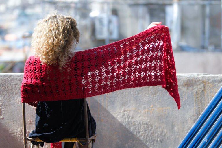 Red Eyelash Shawl