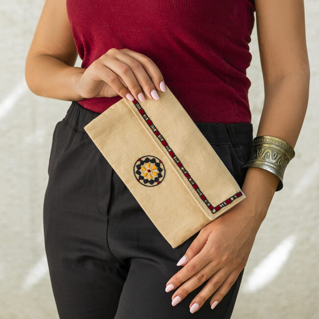 Beige Mosaic Pouch