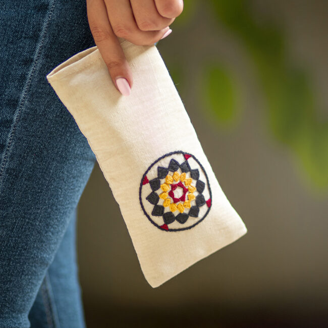 White Mosaic Glass Pouch