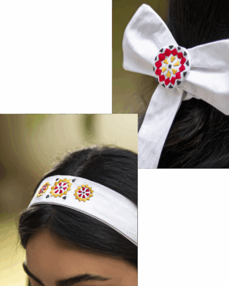 White Mosaic Hair Set