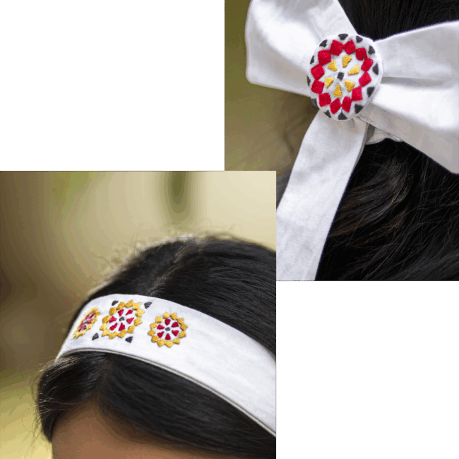 White Mosaic Hair Set