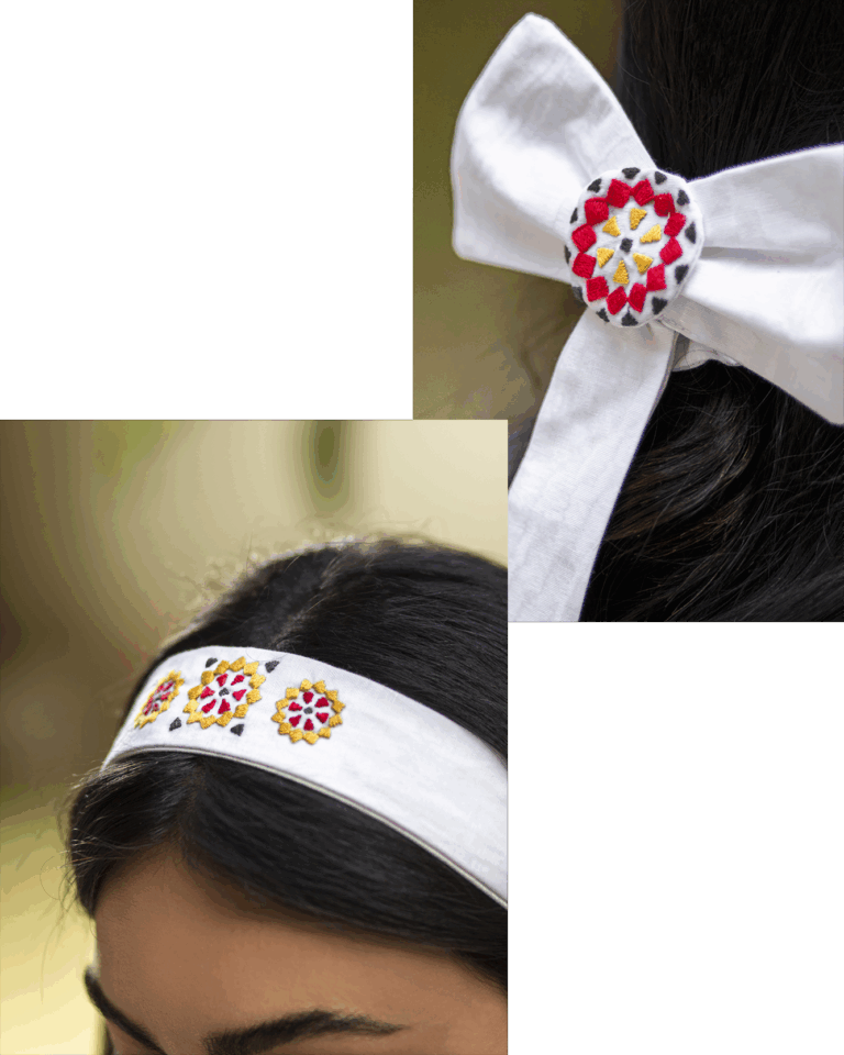 White Mosaic Hair Set