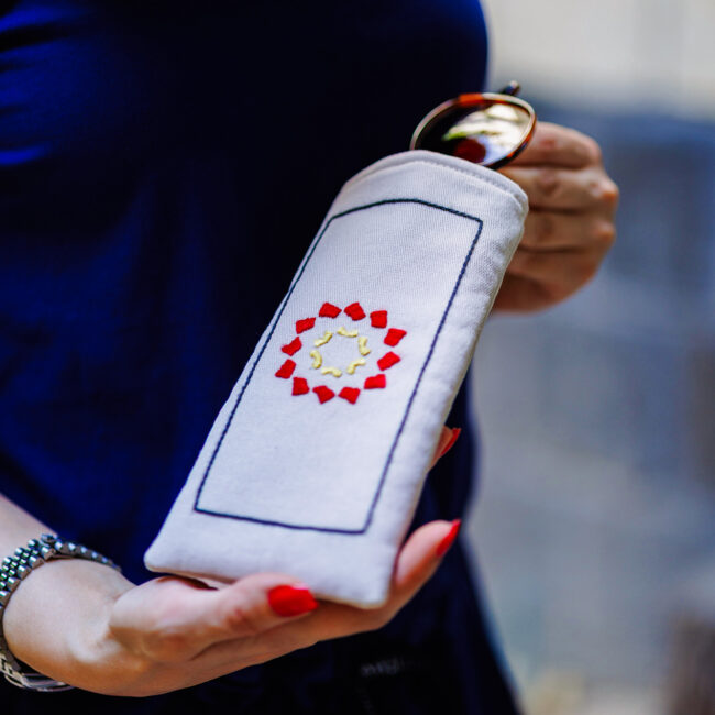 Alternative view of Grey Mosaic Glass Pouch