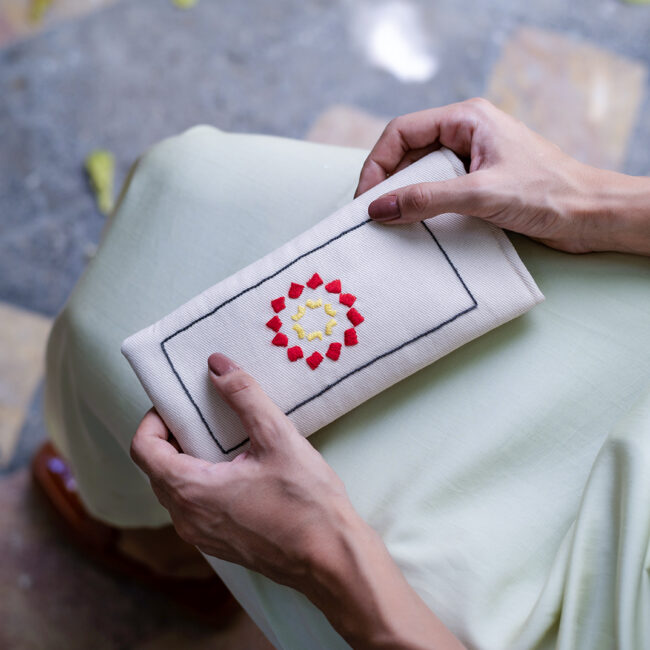 Alternative view of Beige Mosaic Glass Pouch
