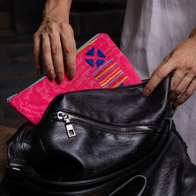Alternative view of Fuchsia Kerbati Pouch